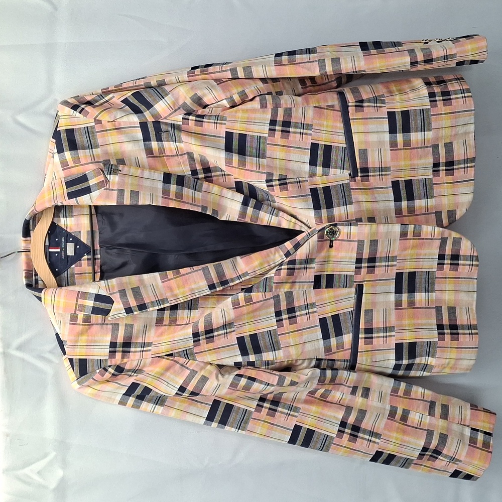 Sold! Tommy Hilfiger Mixed Madras Plaid Blazer Jacket Multicolor 12 NWOT - Picture 2 of 13